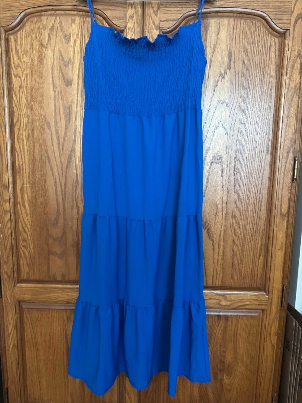 Blue Tiered Spaghetti-Strap Midi Dress - Summer Dress